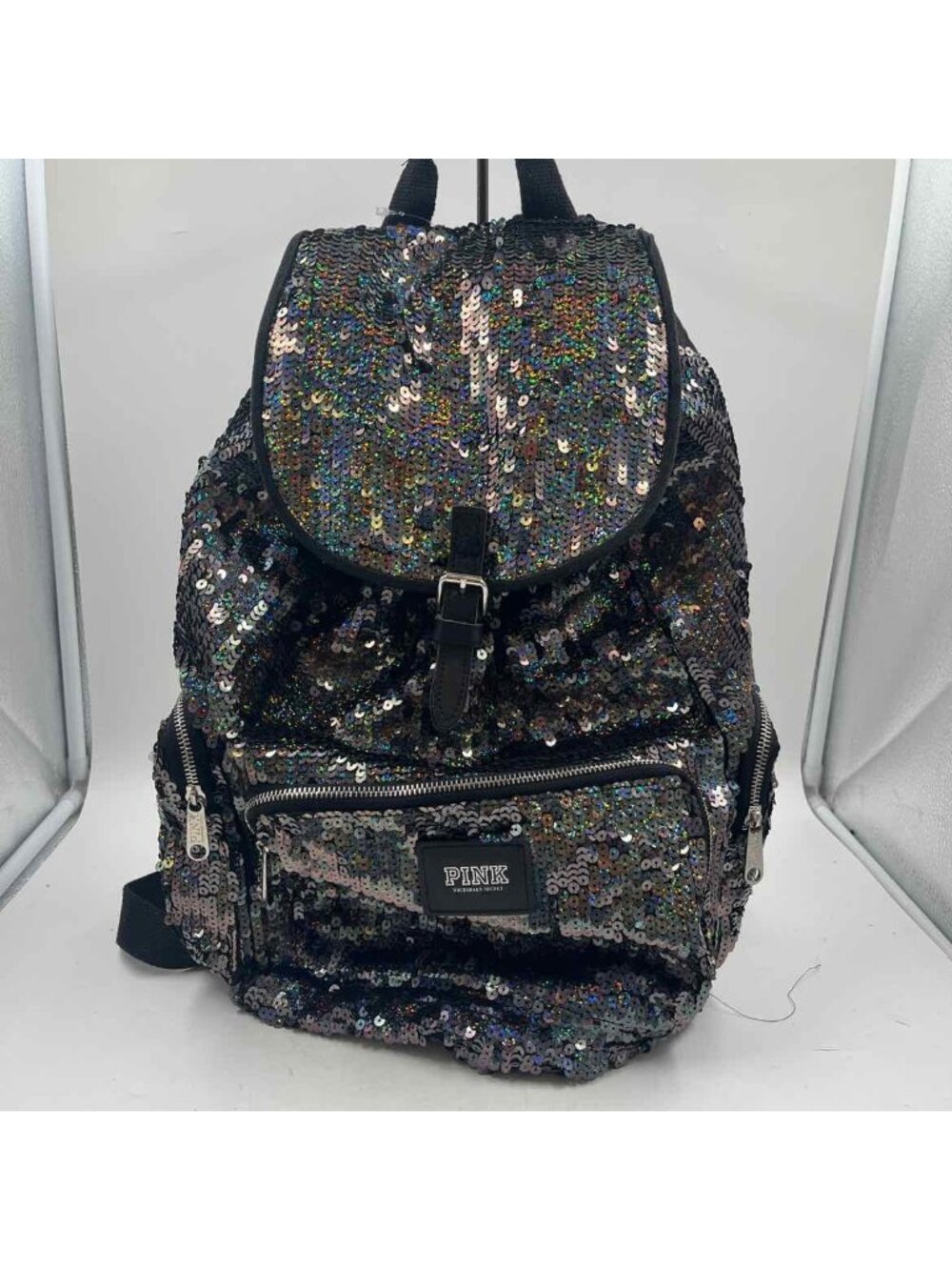 Pink Women's Black Sequined Backpack